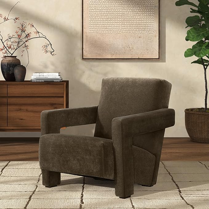 SAFAVIEH Couture Collection Taylor Modern Dark Olive Green Velvet Accent Chair (Fully Assembled)