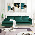 Favfurish 101 Velvet Upholstered Sectional Sofa with Chaise and Pillow Arms L-Shaped Solid/Manufatured Wood Loveseat Couch W/Removable Back &amp Cushionsfor Living RoomBedroomOfficeGreen