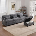 L Shaped Sectional Sofa Cloud Couch for Living Room 109 Chenille Comfy Modular Sleeper Sofa with Storage Ottoman Modern Upholstery Sofas with USB Port &amp Phone Holder Grey