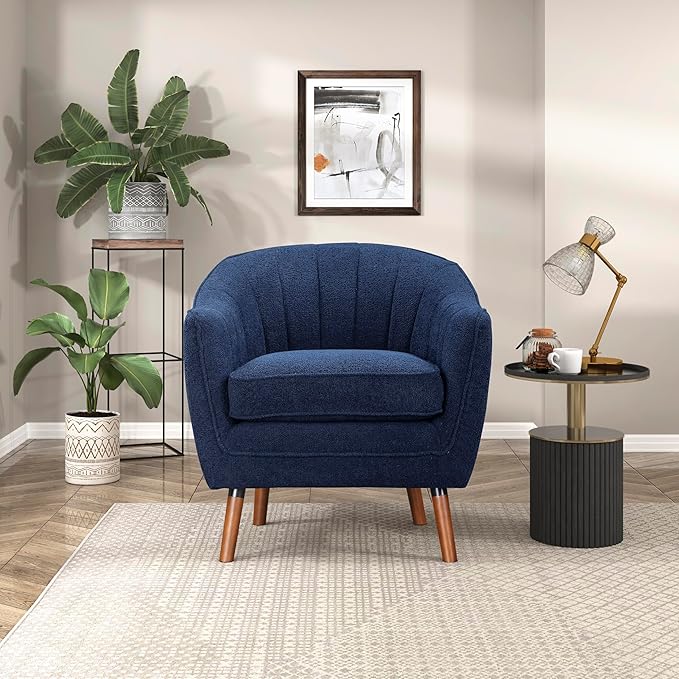 Lexicon Alard Tufted Fabric Barrel Accent Chair Blue