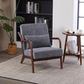 GDFStudio Aogex Accent Chair Upholstered Armchair Corduroy Club Chair Solid Wood Single Sofa Lounge with Armrest Comfort Seating with Lumbar Support for Reading Living Room Home Dark Gray+Walnut
