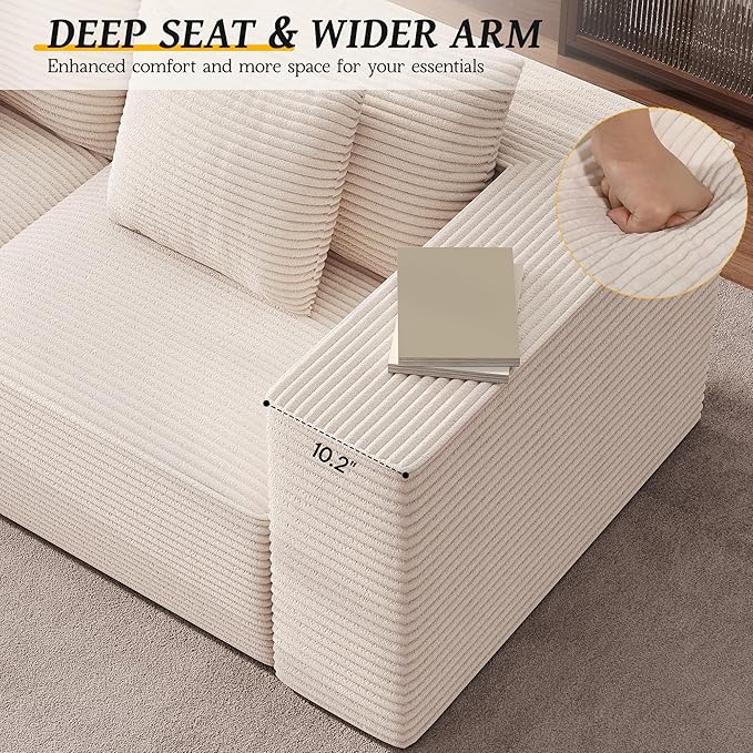 DWVO 108 Modular Sectional Couch with L-Shape Chaise Modern Cloud Sectional Sofa with Deep Seat Upholstered Couches for Living Room Bedroom No Assembly Required Beige