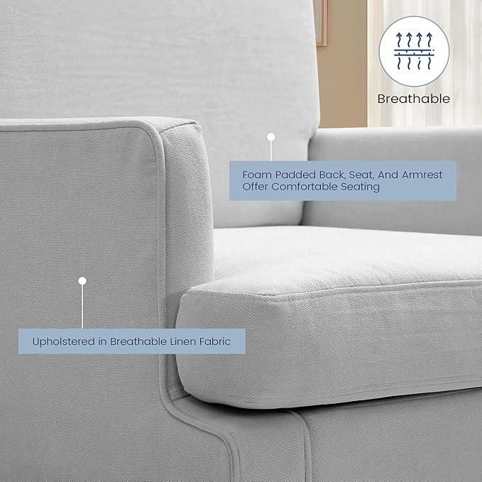 Kromax Accent Chair for Living Room No Screws Assembly Required Mid-Century Reading Chair for Bedroom Comfy Upholstered Armchair with Sturdy Legs Single Sofa Chair for Apartment Grey