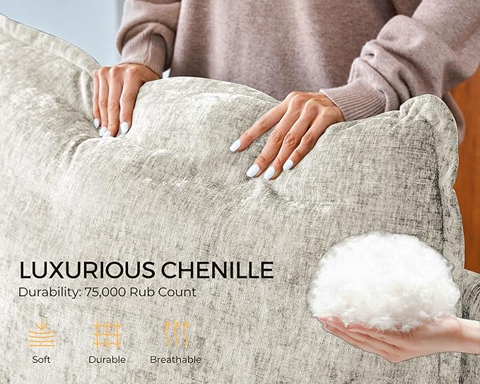 Corner Seat Module for Olar Oversized Modular Sectional Sofa Extra Deep and Wide Cloud Couch Cushion Covers Removable Freely Combined with Other Modules by U-connectors Chenille White