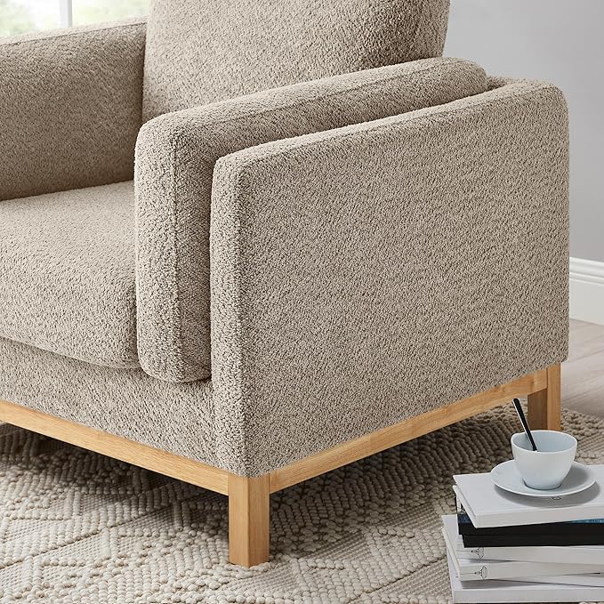 VANOMi 41.34 Oversized Accent Chair Set of 2 Chenille Armchair Living Room Chairs with Solid Wooden Legs Wide Armrest Pads Reading Chair for Bedrooms Apartments Offices（Camel）
