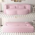 Ball &amp Cast 78 Sleeper Sofa Bed with 2 Pillows Convertible Teddy Fabric Foam-Filled Could Couch Modern Floor Sofa for Living RoomGuest BedPlayroomNo Assembly RequiredPink