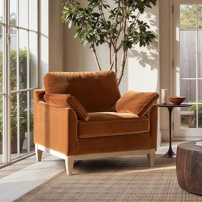 Jennifer Taylor Home Pasadena 36 Wide Modern Farmhouse Accent Arm Chair Burnt Orange Performance Velvet