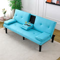 KEIKI 3 in 1 Convertible Sleeper Sofa Bed with Cup Holder Futon Sofa Bed for Living Room Dorm or Home Office Blue
