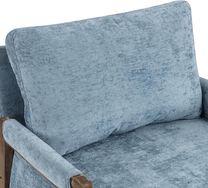 DUHOME Mid Century Modern Accent Chair with Wood FrameComfy Reading Chair with Armrest Mid Century Modern Chair Upholstered Living Room Chairs for BedroomBlue