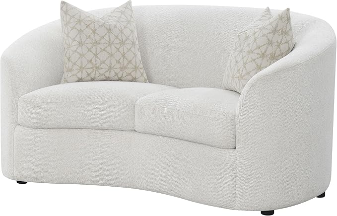 Coaster Home Furnishings - Rainn - Wood - Boucle Upholstered Loveseat with Sloped Arms and Accent Pillows - Living Room - Latte - 509172