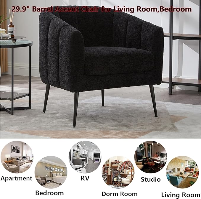 50.78 Small Sofa Couch for Small SpacesModern Corduroy Loveseat CouchesOval 2 Seater Sofas with Solid Wood Legs for ApartmentDormStudioBedroomRV. (Chenille Black Armchair)