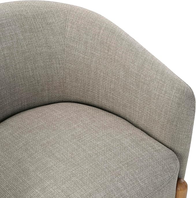Lexicon Modern Accent Chair Textured Fabric Barrel Seat with Solid Wood Legs Upholstered Single Sofa Chairs for Living Room/Bedroom/Office/Apartment Taupe