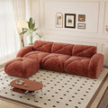 110.6 L Shaped Boneless Couch Modern 3 Seater Modular Sectional Sofa Convertible Velvet Modular Cloud Sofa with Ottoman &amp Deep Seat Free Combination Upholstered Couches for Living Room Red