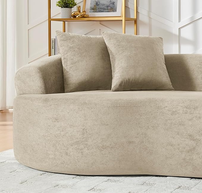 DEINPPA Oversized Modular Couch with 4 Pillows 4-Seater Curved Cloud Sofa Chenille Upholstered Comfy Couch for Living Room Apartment Office No Assembly Needed-Light Brown