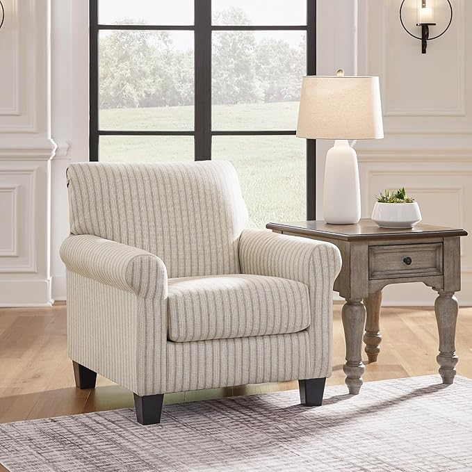Signature Design by Ashley Valerani Classic Striped Upholstered Accent Chair Beige
