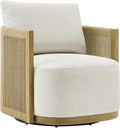 CHITA Braid Swivel Accent Chairs Modern Comfy FSC Certified Armchair with Paper Cord &amp Wood Frame for Living Room and Bedroom Fully Assembled - Linen