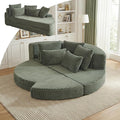 Round Chaise Lounge Chair 2-in-1 Convertible Folding Futon Sofa Bed Corduroy Boneless Cloud Couch Bed Compressed Memory Foam Couch Modular Foldable Floor Sleeper Sofa with 5 Pillows