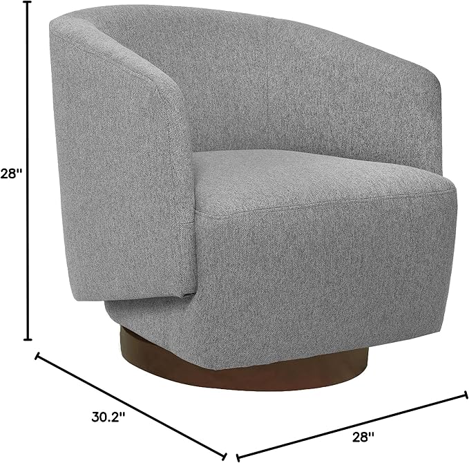 MINCETA Accent ChairModern Swivel Chairs for Living Room and Bedroom Reading with Wood BasePerformance Fabric in Gray