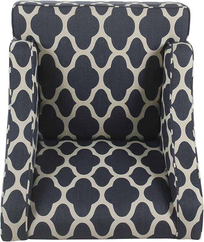 Homepop Home Decor | Upholstered Classic Swoop Arm Accent Chair | Accent Chairs for Living Room &amp Bedroom | Decorative Home Furniture Dark Navy Geometric