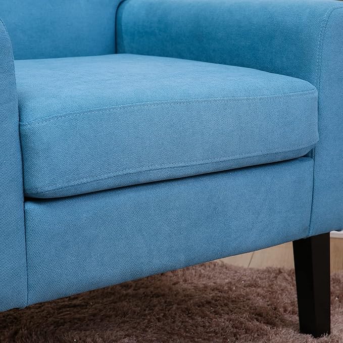 Fabric Accent Chair for Living Room Bedroom Button Tufted Upholstered Comfy Reading Accent Chairs Sofa (Blue)