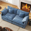 WorthFurni 77 Inch Cloud Sofa Loveseat Comfy Sectional Couch 2-Seater Chenille Deep Seat Sofa with Throw Pillows for Living Room Bedroom Apartment (Blue)