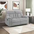 Lexicon Manual Double Recliner Loveseat for Living Room Chenille Fabric Upholstered Reclining Sofa Home Theater Seating Easy Assembly Recliner Love Seat Couch Gray