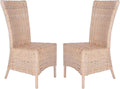 SAFAVIEH Home Allen Coastal Natural White Wash Rattan Accent Chair (Set of 2)