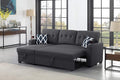 Ball &amp Cast L-Shape Reversible Sectional Sleeper Sofa Bed 4 in 1 Pull Out Couch with Storage Chaise Cupholder Armrests &amp Removable Back Cushions Convertible Sleeper Corner Couch for Living Roo
