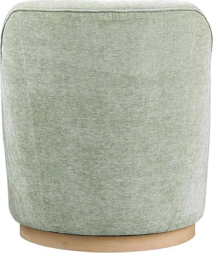 Meridian Furniture 449Mint Clarita Collection Modern | Contemporary Swivel Accent Chair with Soft Mint Chenille Fabric Natural Wood Finish Base 26.5 W x 30.5 D x 31 H Mint