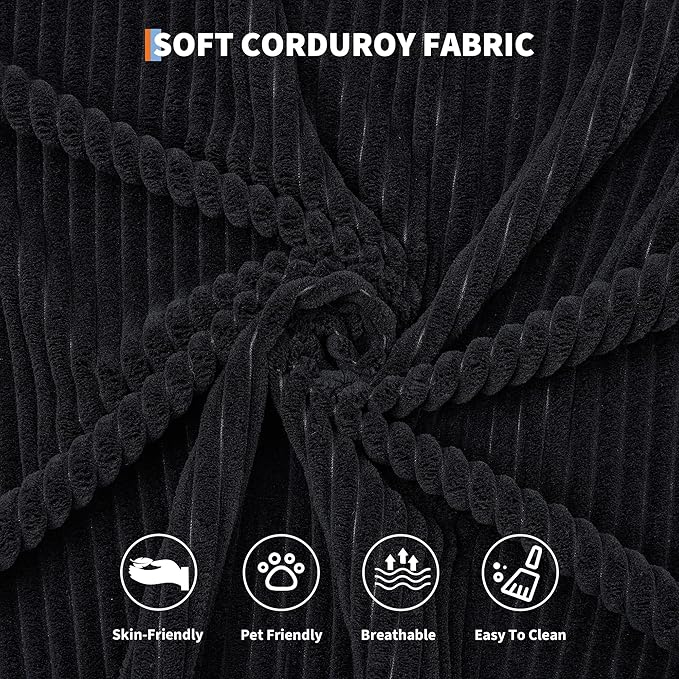 78'' Convertible Sleeper Sofa Bed4 in 1 Corduroy Boneless Couch with PillowsFolding Sectional Couch with Pull Out BedFloor Sofa Loveseat for Living RoomBedroomNo Assembly RequiredBlack