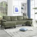 114.2 Beige Sectional Couches for Living Room U Shaped Couch with Double Chaise Modern Comfortable Plush Corduroy 4-Seat Cloud Sofa Set with Chenille Fabric for Home Furniture (Green)