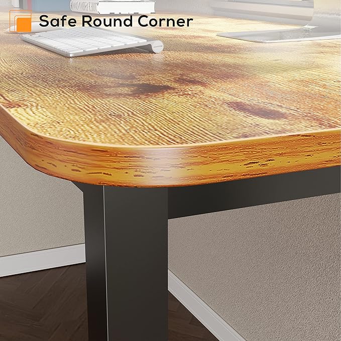 It's_Organized L-Shaped Computer Desk 61 Corner Computer Desk Office Study Writing Desk Home Gaming Desk with Large Mouse Pad &amp Cable Management Space-Saving Easy Assembly Rustic Brown/Left