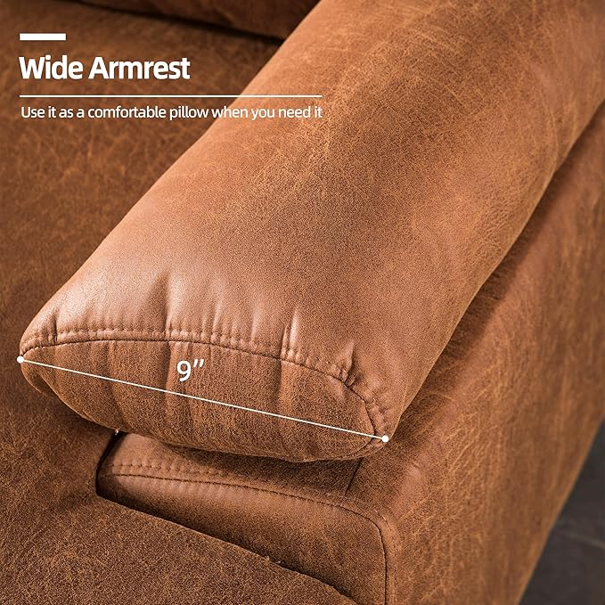 100 Faux Leather Convertible Sectional Sofa Couches for Living Room3 Seater L Shaped Sofa Couch with Reversible ChaiseMid-Century Modern Comfy Deep Seat Sofa (BrownSuede Fabric)