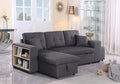 95 Reversible Sectional Sofa with Pull Out Sleeper Loveseat and Storaged ChaiseLinen Upholstered Couch W/ 2 Small Ottoman &amp Armrestfor DormApartmentStudioOfficeDark Gray