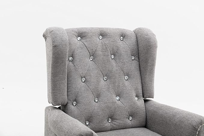 Recliner Chair Adjustable Home Theater Single Fabric Recliner Sofa Furniture with Tufted Woven Fabric Push Back Recliner Wingback Armchair For Living Room Modern Living Room Recliners (Light Gray)