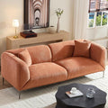 MEETAKING 82.7 Modern Boucle Sofa 3-Seater Upholstered Couch with Metal Legs Luxury Deep Seats Cloud Curved Sofas Minimalist Comfy Couches for Living Room Apartment Home Office Bedroom - Orange