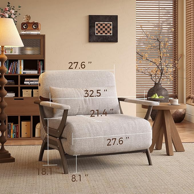 JASIWAY Convertible Sleeper Chair 3-in-1 Convertable Fold-Out Chair Bed for Adults Futon Sofa Sleeper That Turn into Beds for Small Spaces Adjustable Backrest Walnut(76.4 D X 33 W)