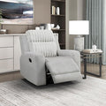 Lexicon Modern Recliner Chair for Living Room Manual Wall Hugger Textured Microfiber Reclining Chair Plush Corduroy Channel Seat Back Manual Recliner Light Gray