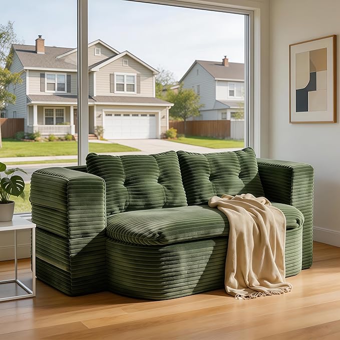 78.7-inch Folding futon Sofa Bed Full-Size Convertible Sleeper Couch Bed Memory Sponge Double Sofa with Comfortable Mattress Suitable for Living Room and Guest Room (green 78.7 inches)
