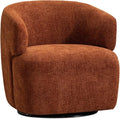Swivel Accent Chair Chenille Barrel Chair for Living Room Cozy Round Boucle Arm Chair Metal Base for Club Nursery Bedroom Orange