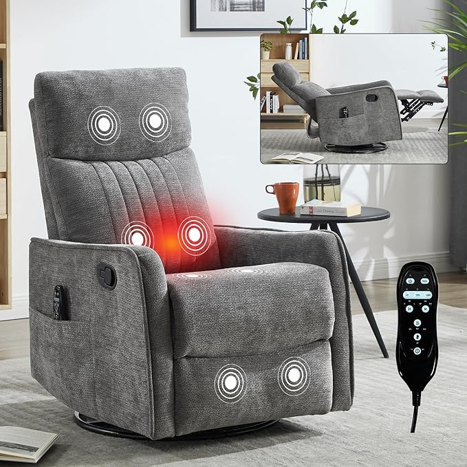 Manual Recliner Chair with Rocker and Swivel for Living Room and Bedroom Comfy Reclining Chairs for Adults Lazy Boy Style Recliners for Small SpacesDarkgray