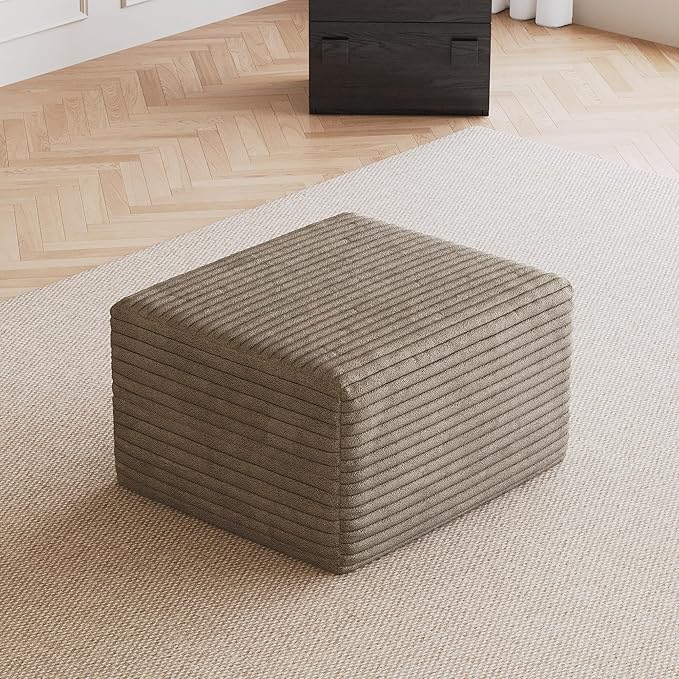 25.6 Corduroy Ottoman Seat Module for Modular Sectional Sofa DIY L-Shaped &amp U-Shaped Plush Corduroy Sofa for Living Room Camel