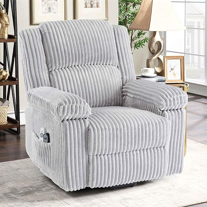 GarveeHome Power Lift Recliner Chair - Heat and Massage Electric Lift Plush Recliner with Soft Padded Seat Back Support &amp Armrests Designed for the Elderly and People with Mobility impaired