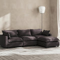 Modern Couch Modular Sectional Sofa 97 L-Shape Cloud Couch with Ottoman for Living Room Bedroom Reading Study Waitting Room Linen Fabric-Charcoal Dark Grey