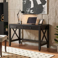 Home Office Desk with 2 Thick Wooden Knob Drawers | Pre-Assembled 3/4 Extension Metal Glides | X-Brace Leg Frame for Stability | Classic Design for Workspace Productivity