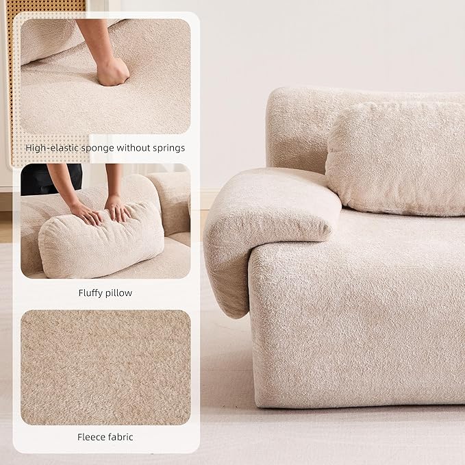 148.2 Boneless Couches for Living Room Cloud Modular Sectional Sofa in a Box Memory Foam Modern Couch Big Comfy Compressed Sofas L Shaped Couch with Corner Bedroom Apartment Beige