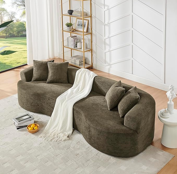 112'' Oversized Curved Modular Sectional Sofa Upholstered Chenille Boneless Couch Comfy Cloud Compression Sofa with Extra Deep &amp Wide Seat for Living Room Apartment Office Dark Brown