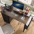 47.3 Office Desk with Power Outlet3drawers and Side Pocket Easy to Assemblee Stability Reversible for Home Office StudyRustic Brown