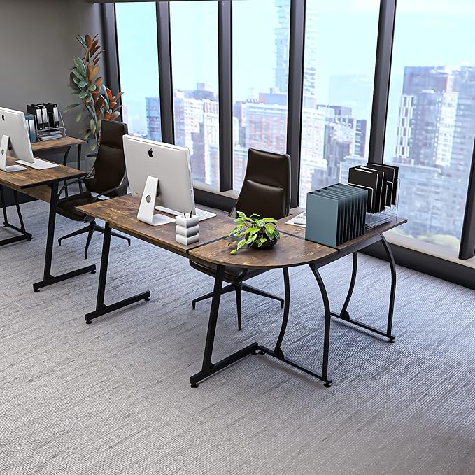 ZENY 58'' L-Shaped Gaming Computer Corner Desk - Reversible Table for Home Office PC Workstation Study Writing - Wood &amp Steel