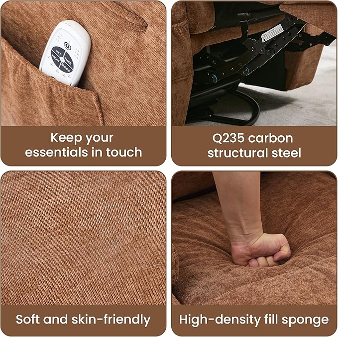 Wide Recliner Rocking Chair for Living Room Comfortable Lounge Seat with Relaxing Massage &amp Heat Soft Armrests Perfect for Living Room Bedroom or NurseryBrown